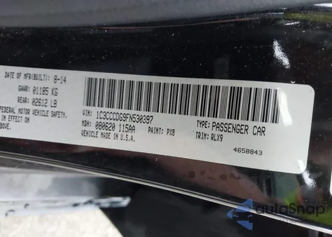 2015 Chrysler 200 S z USA, uszkodzony, nr VIN 1C3CCCDG9FN530397